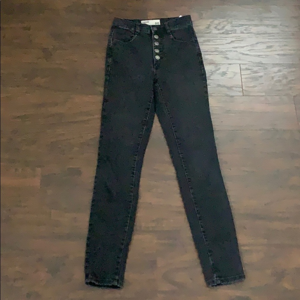 Garage Black 5 button high rise skinny jeans